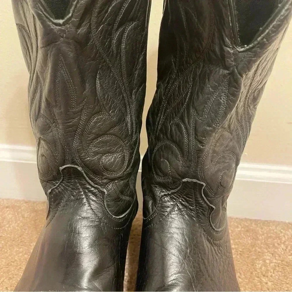 Laredo Western Boots Mens Hawk Stitched Snip Toe 11 1/2 D Black 7020 - Picture 15 of 16